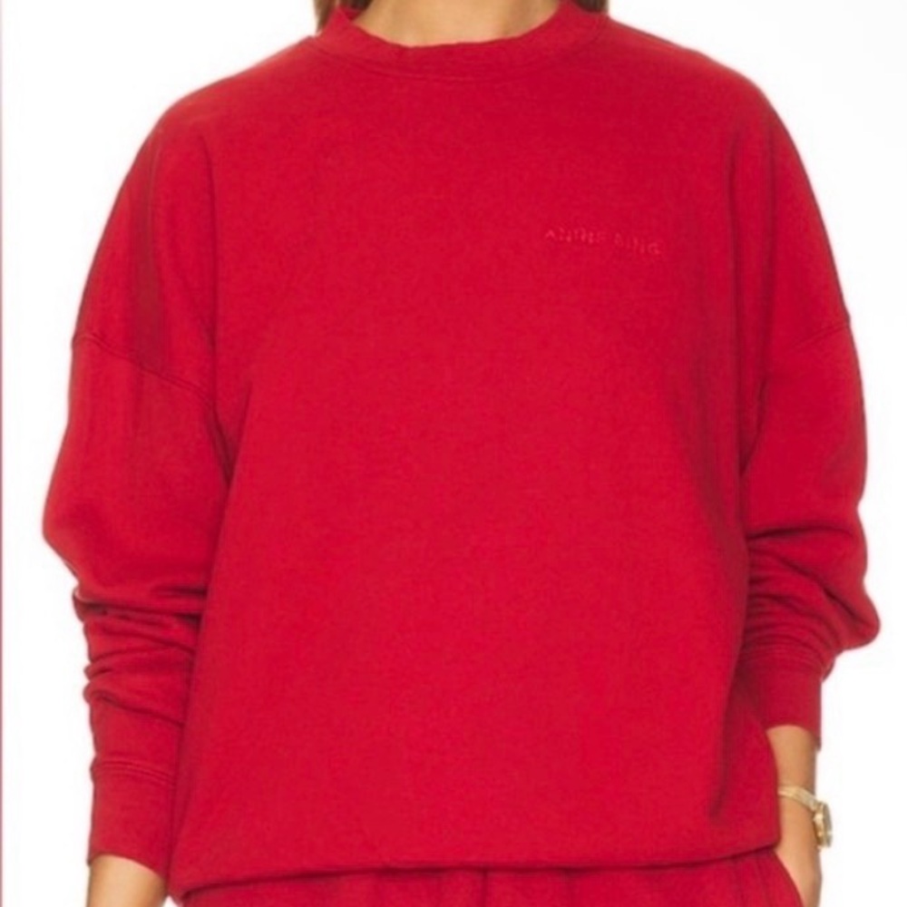 Anine Bing Miles Sweatshirt in Washed Red - Medium